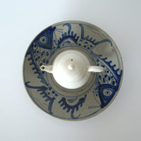 青花双魚花文皿大②