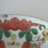 粉彩瓜稜福喜文皿大