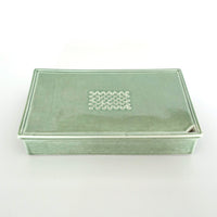 長方窯変茶盤③錆青磁色