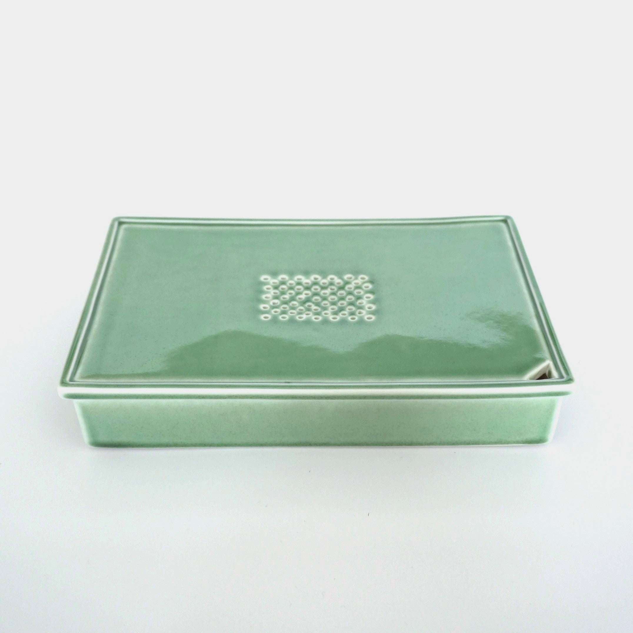 長方窯変茶盤②粉青色