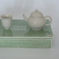 長方窯変茶盤③錆青磁色