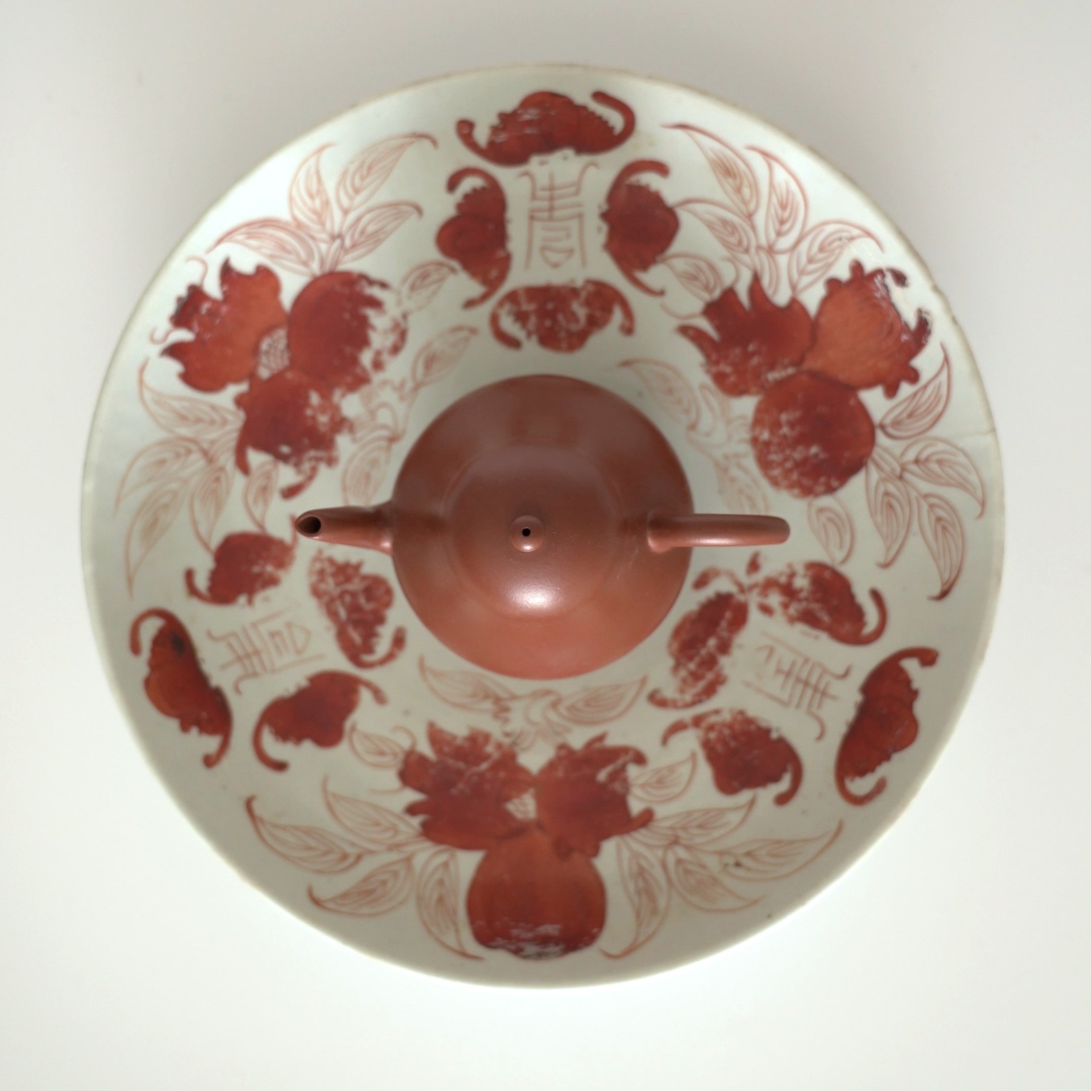 赤絵福寿三多文皿大②