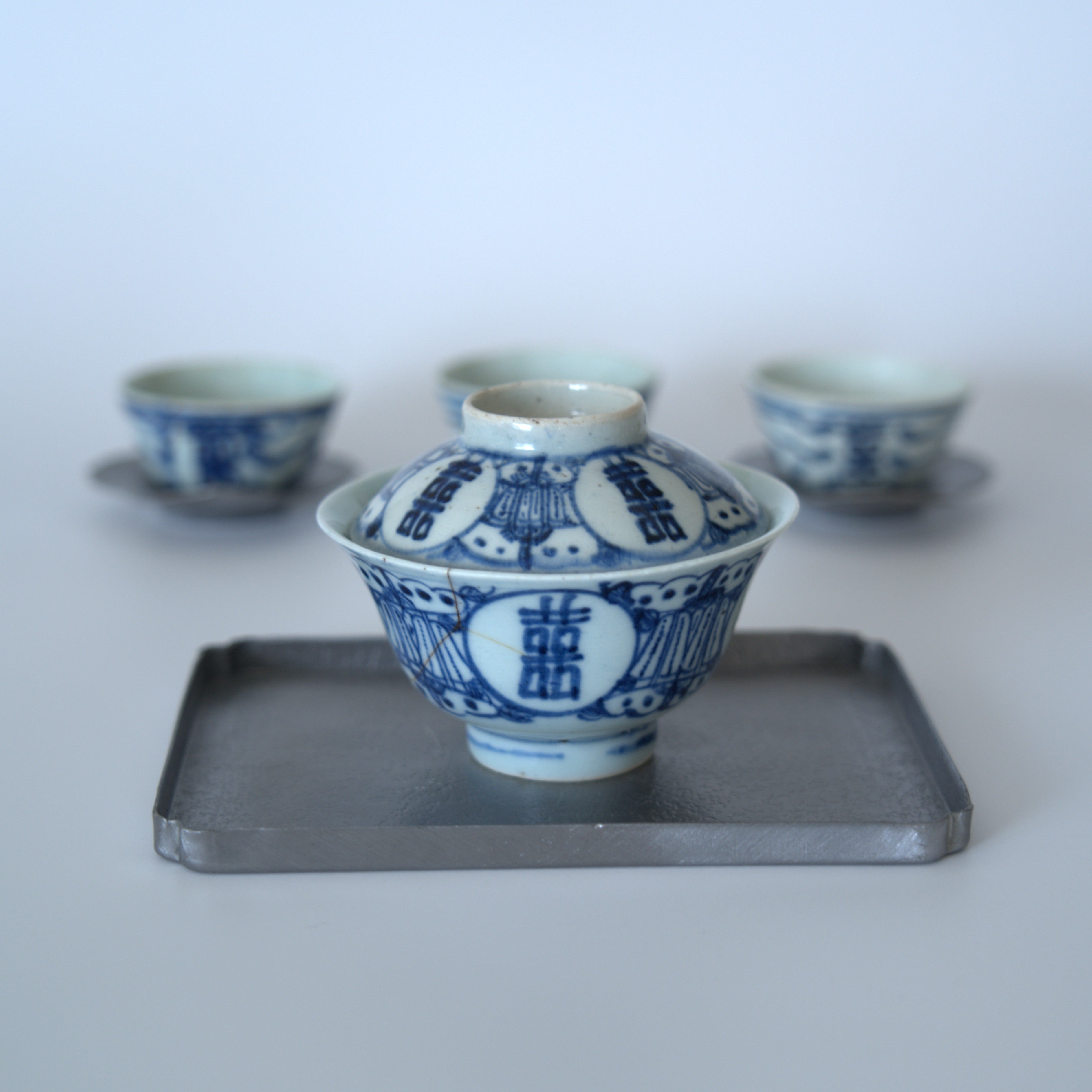 青花喜字瓜文蓋碗②