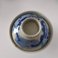 青花山水図蓋碗