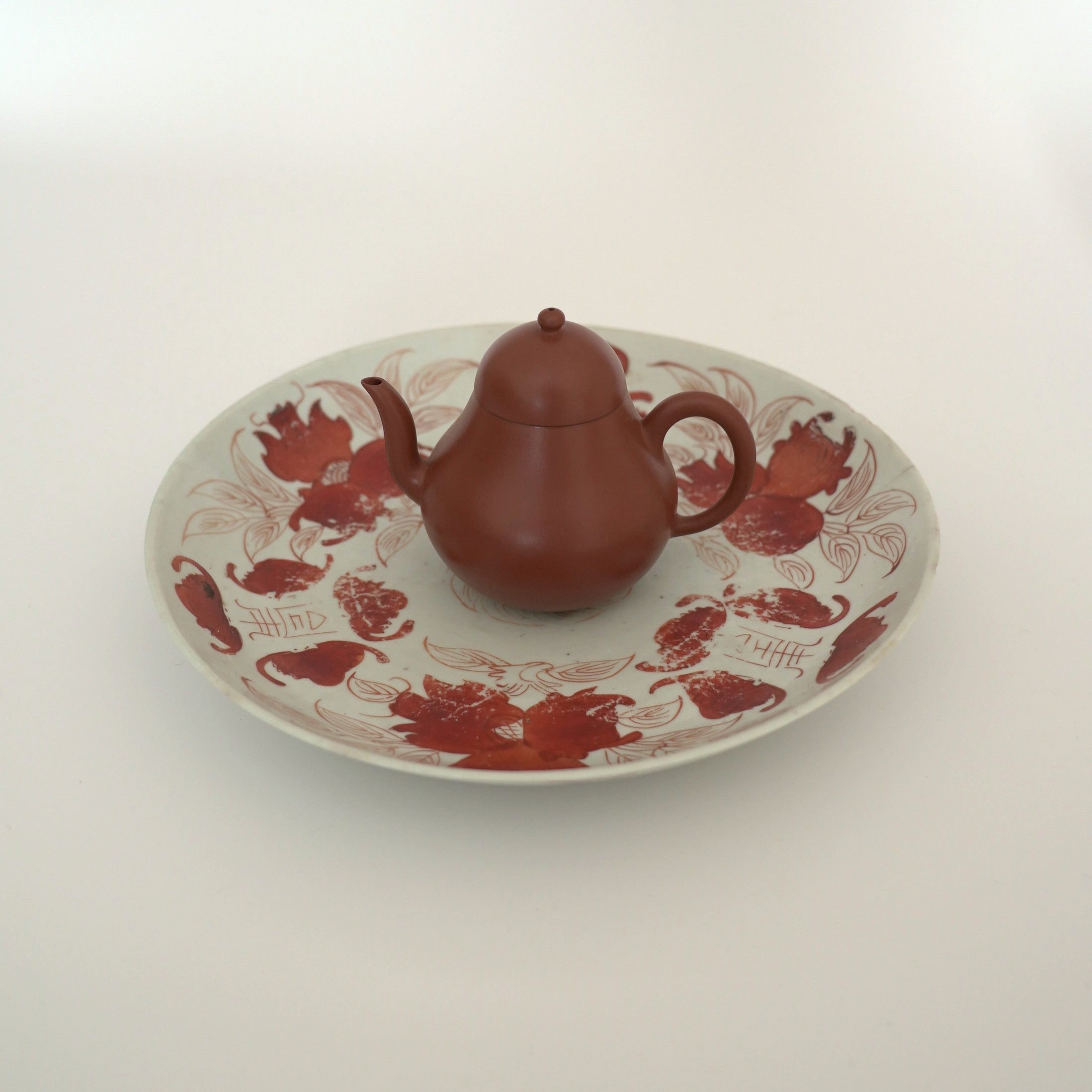 赤絵福寿三多文皿大②