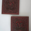 赤漆人物牡丹文壺承①