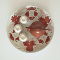 赤絵福寿三多文皿大②