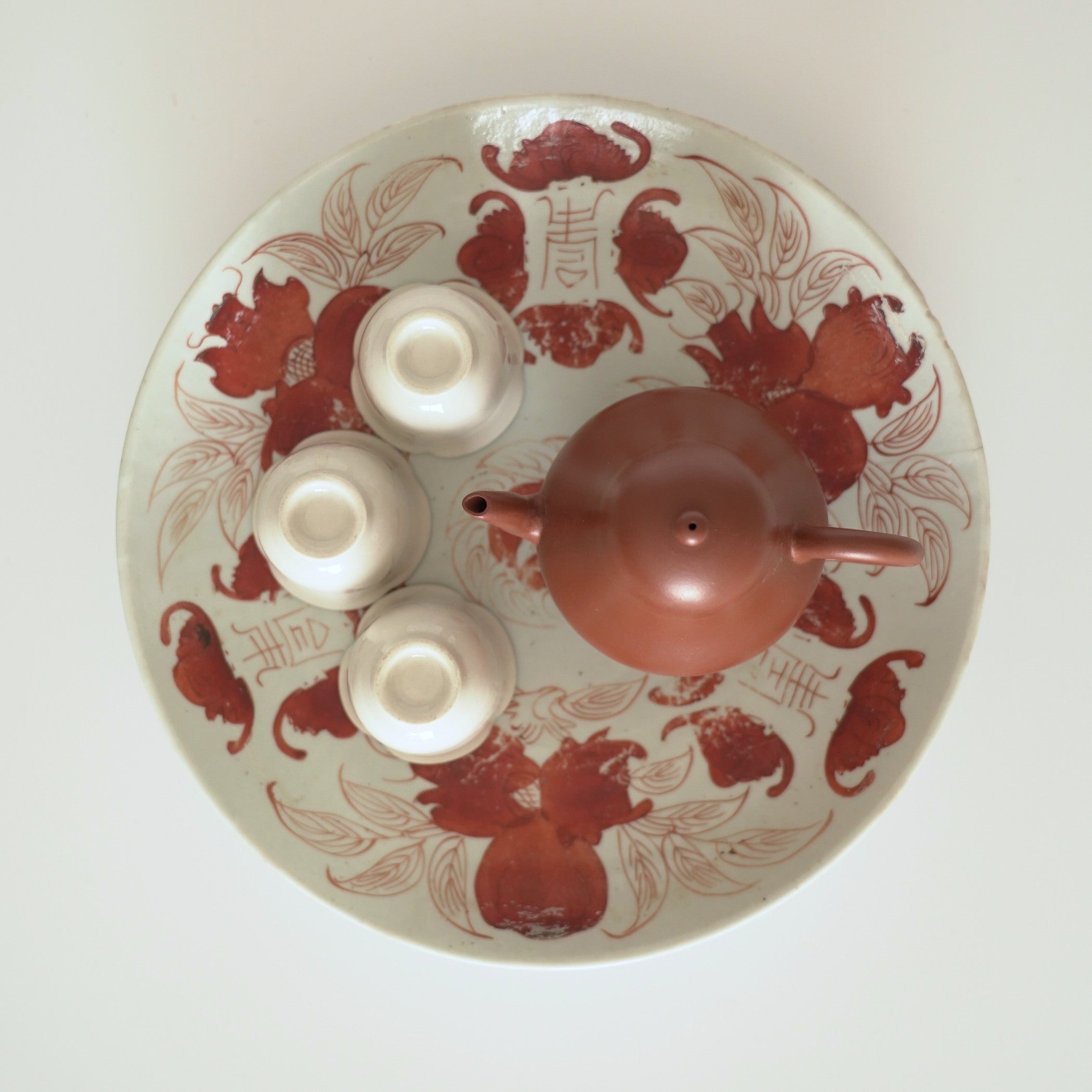 赤絵福寿三多文皿大②