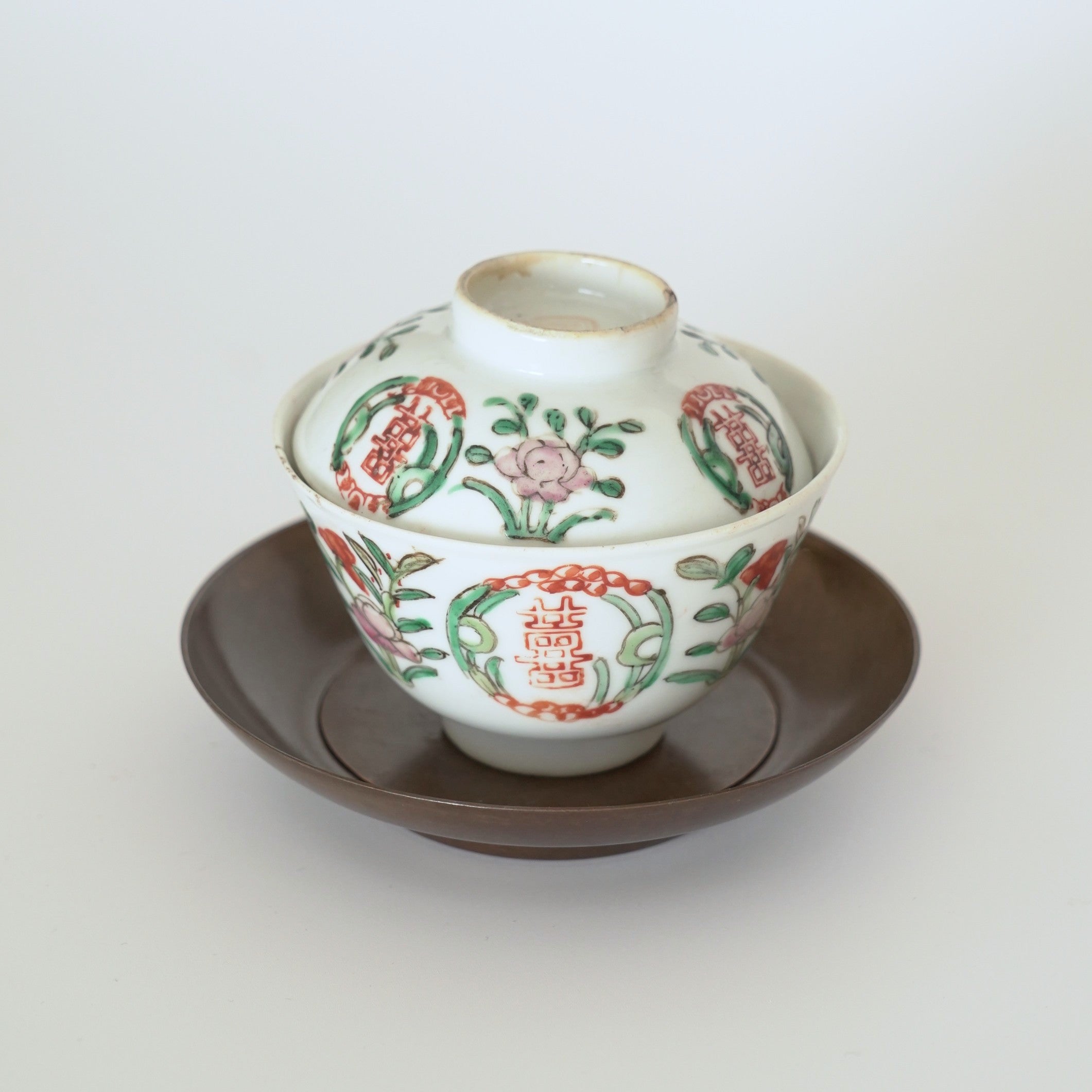 粉彩双喜花文蓋碗③