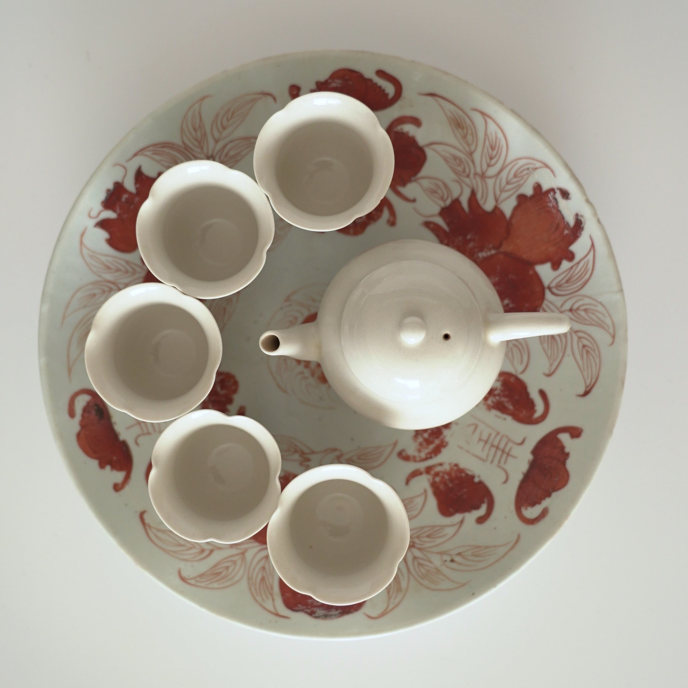 赤絵福寿三多文皿大②