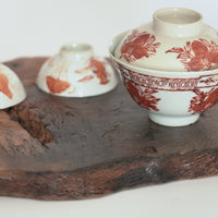 赤絵福寿三多文蓋碗