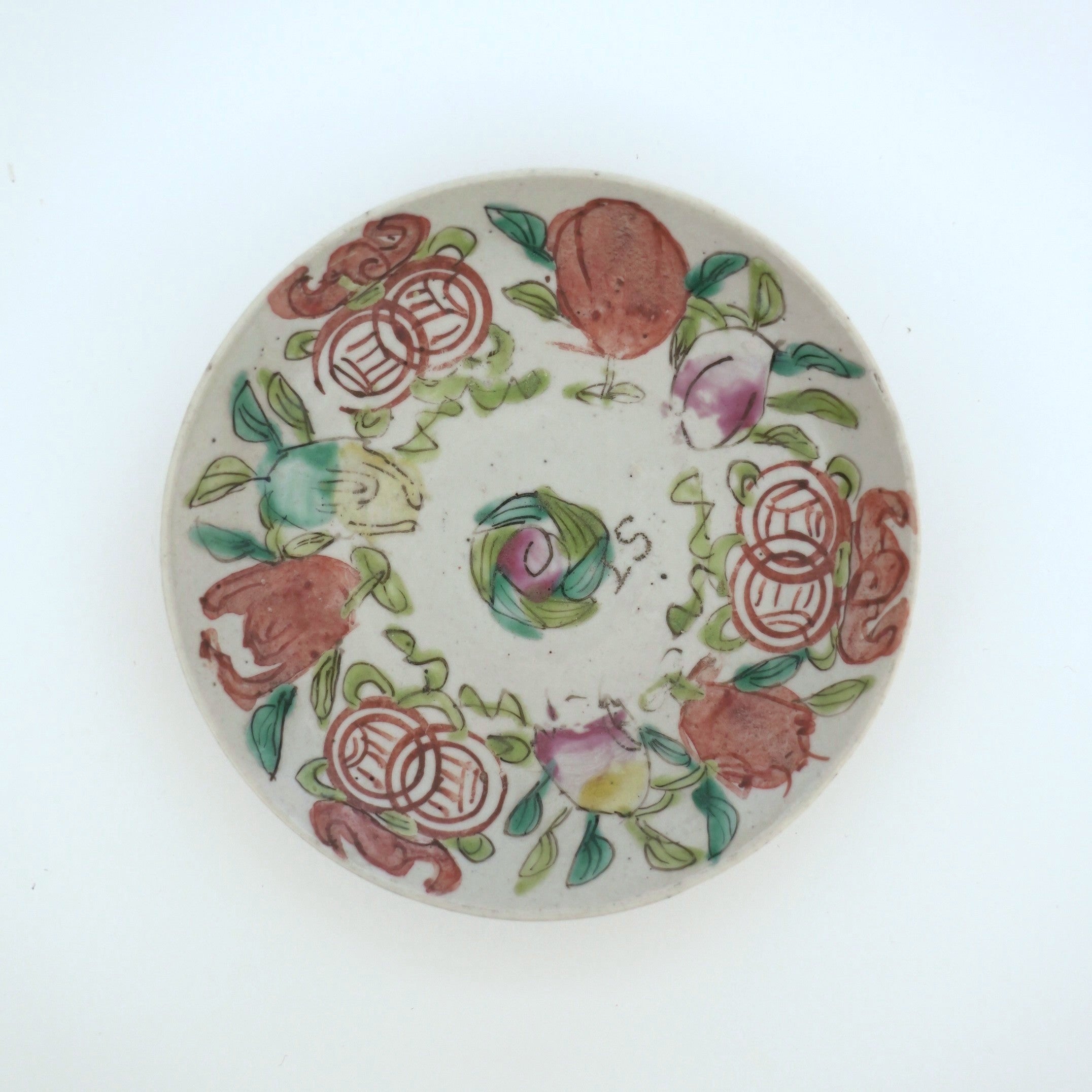 粉彩七宝三多文皿 ⑥