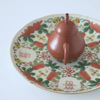 粉彩瓜稜福喜文皿大