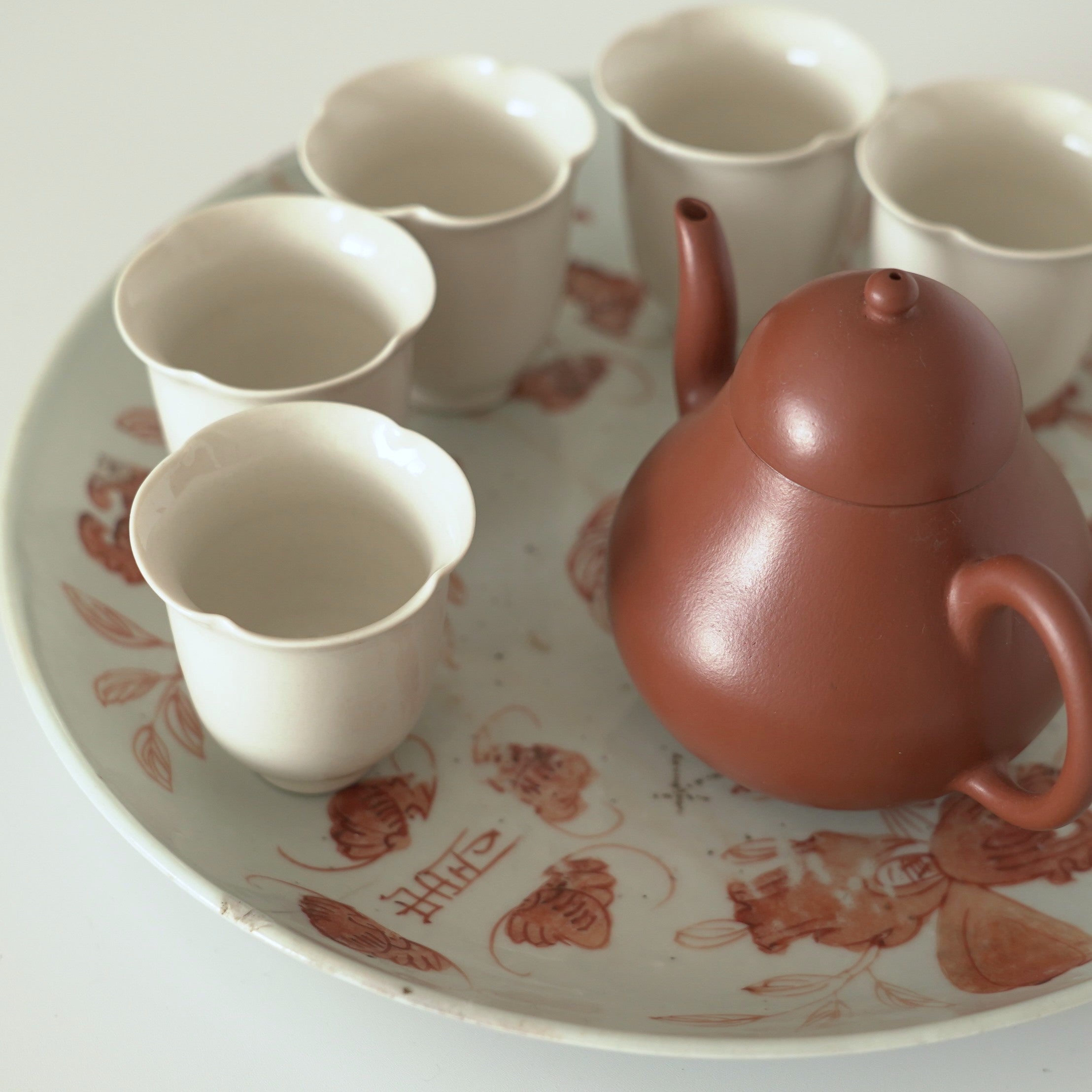 赤絵福寿三多文皿大①