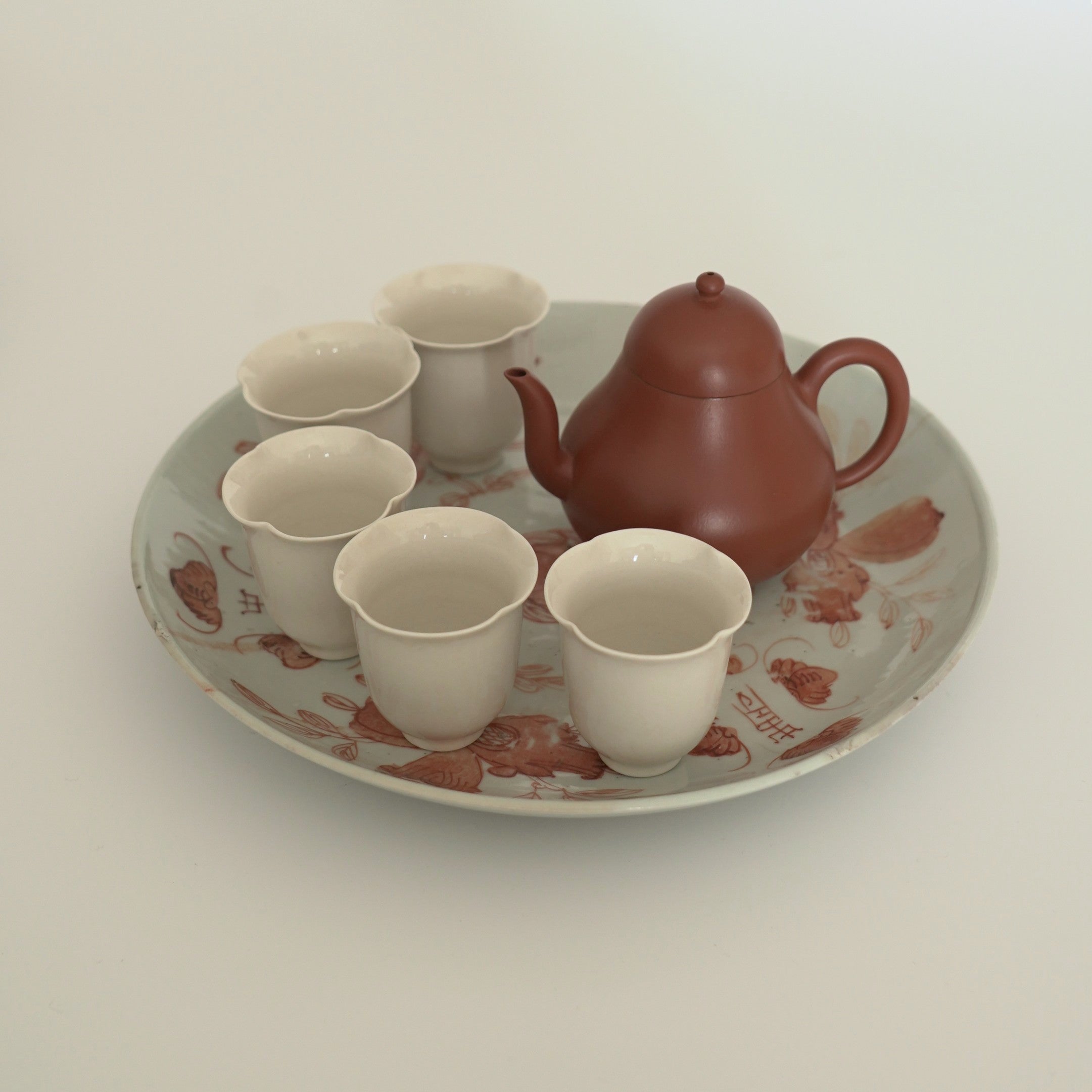 赤絵福寿三多文皿大①