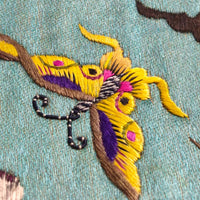 観魚花蝶図刺繍敷布