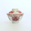 赤絵福寿三多文蓋碗