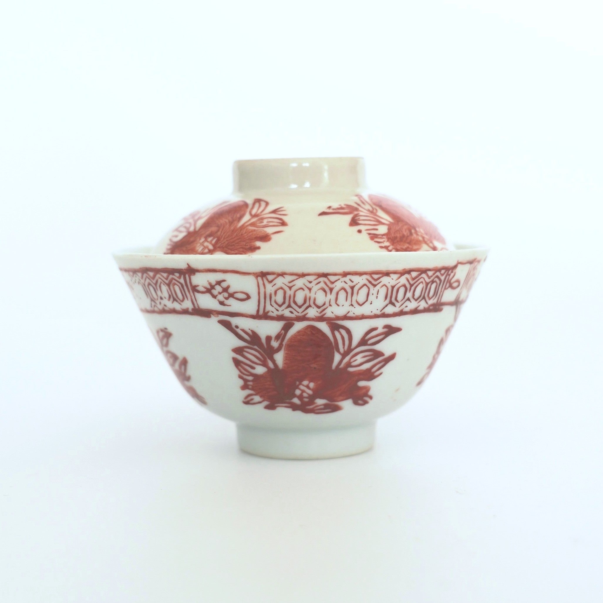 赤絵福寿三多文蓋碗