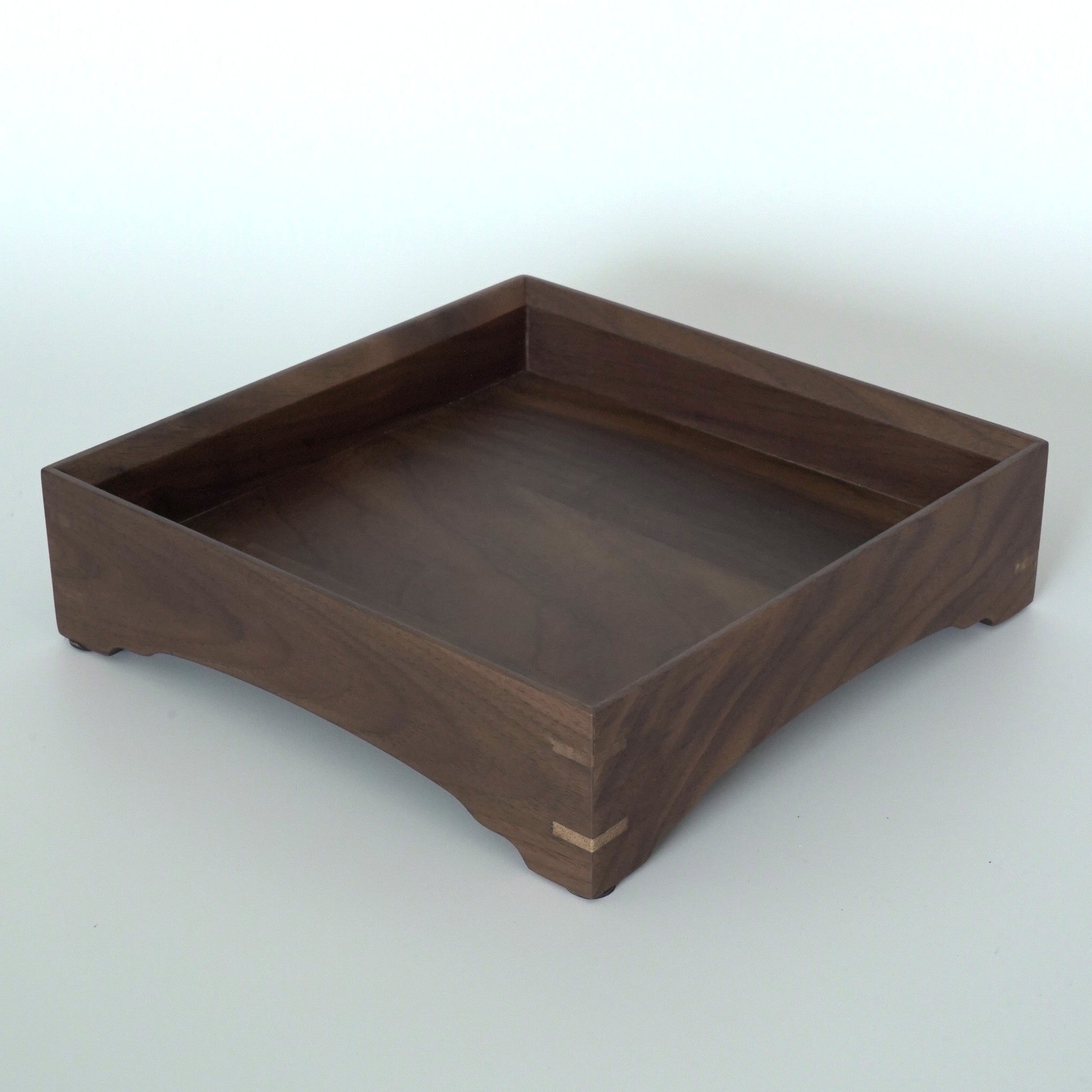 木製正方盆大　クルミ