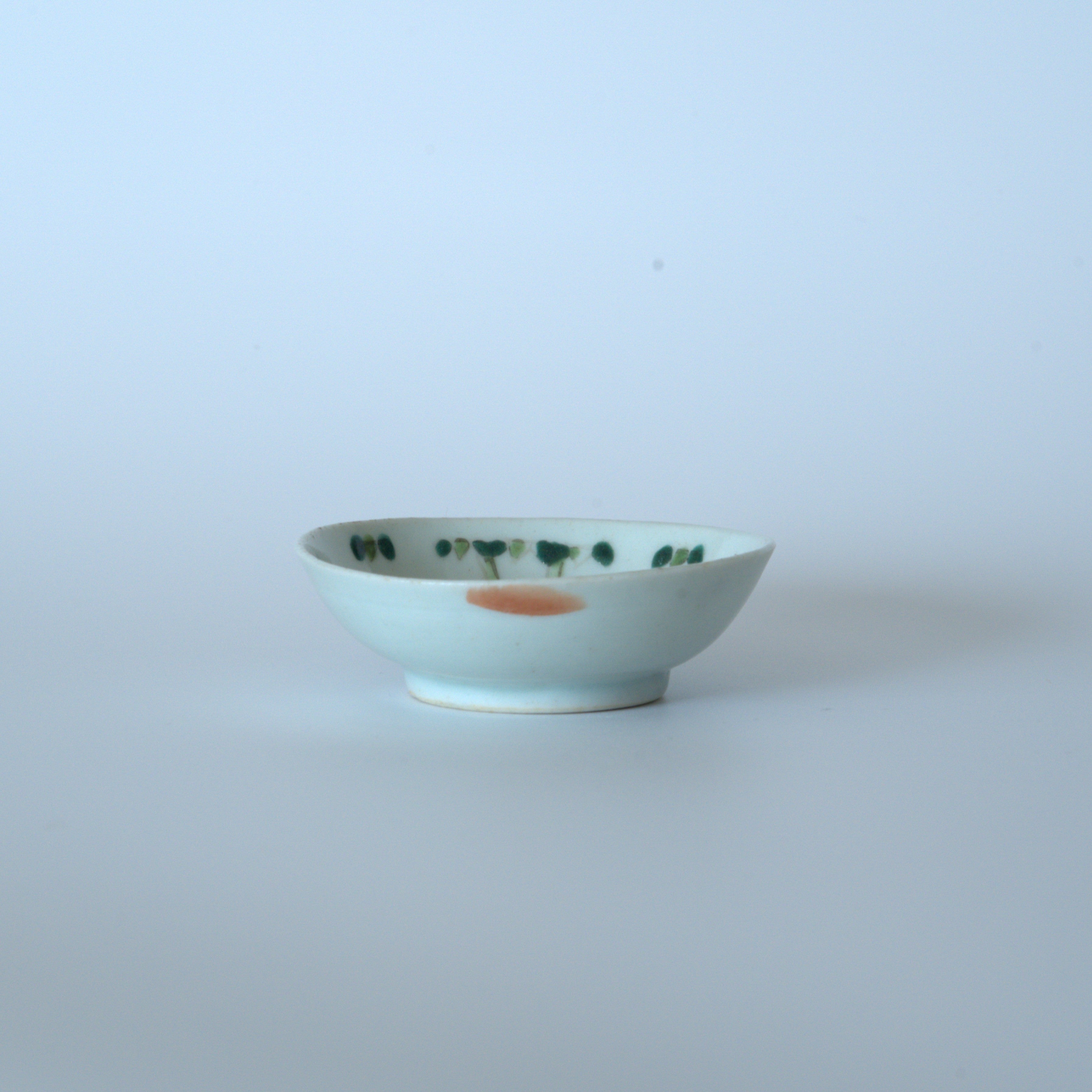 粉彩竹詩文豆皿④