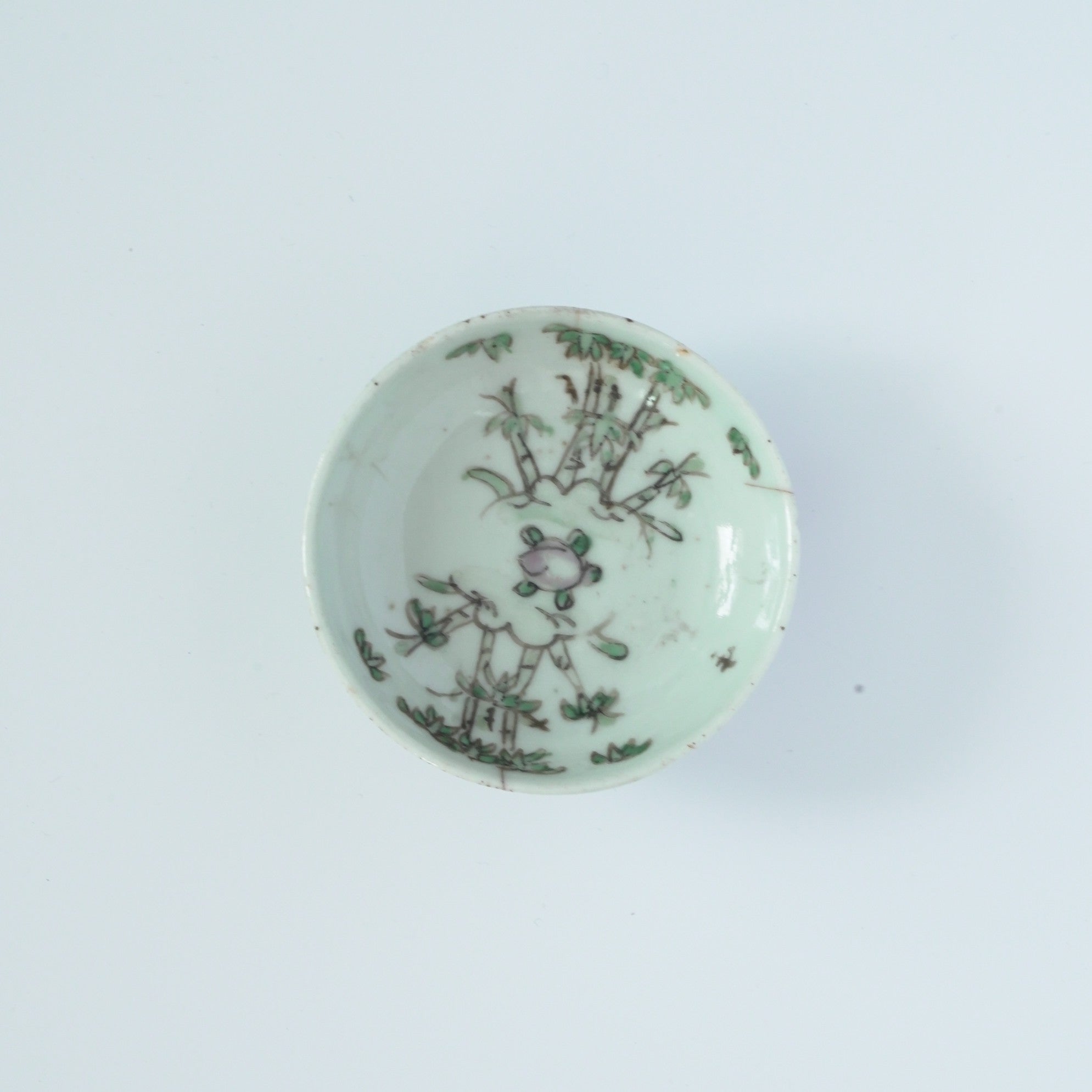 粉彩竹詩文豆皿⑧