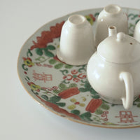 粉彩瓜稜福喜文皿大