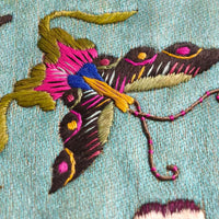 観魚花蝶図刺繍敷布