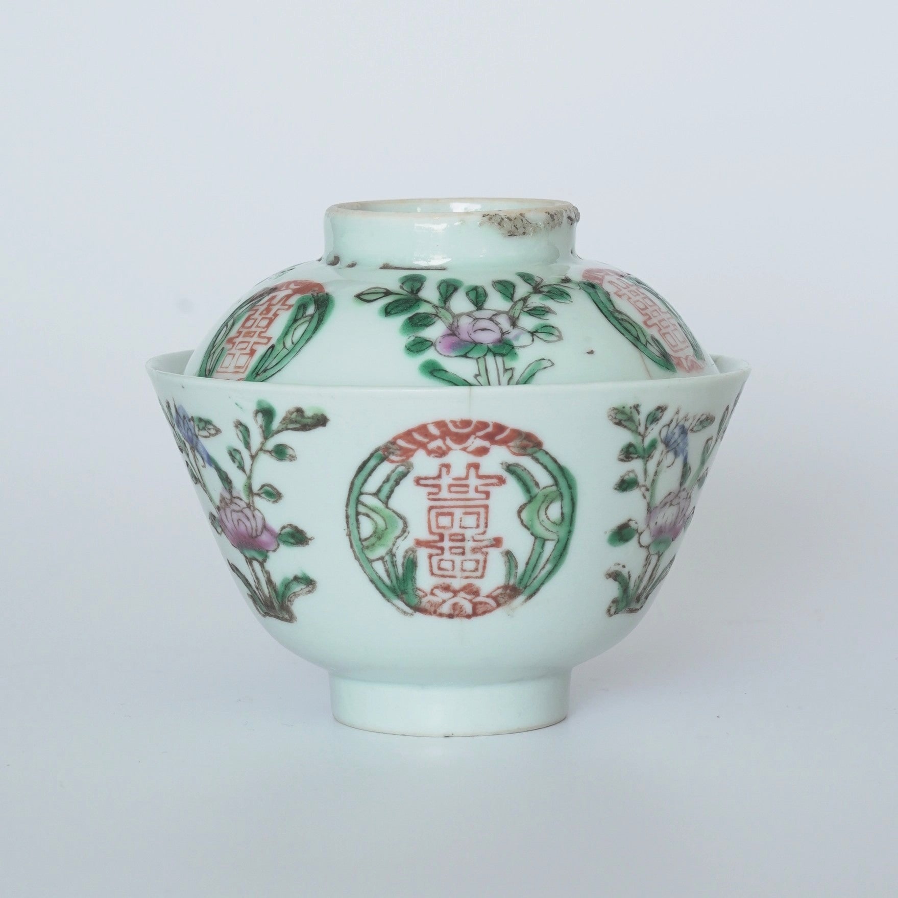 粉彩双喜花文蓋碗⑥