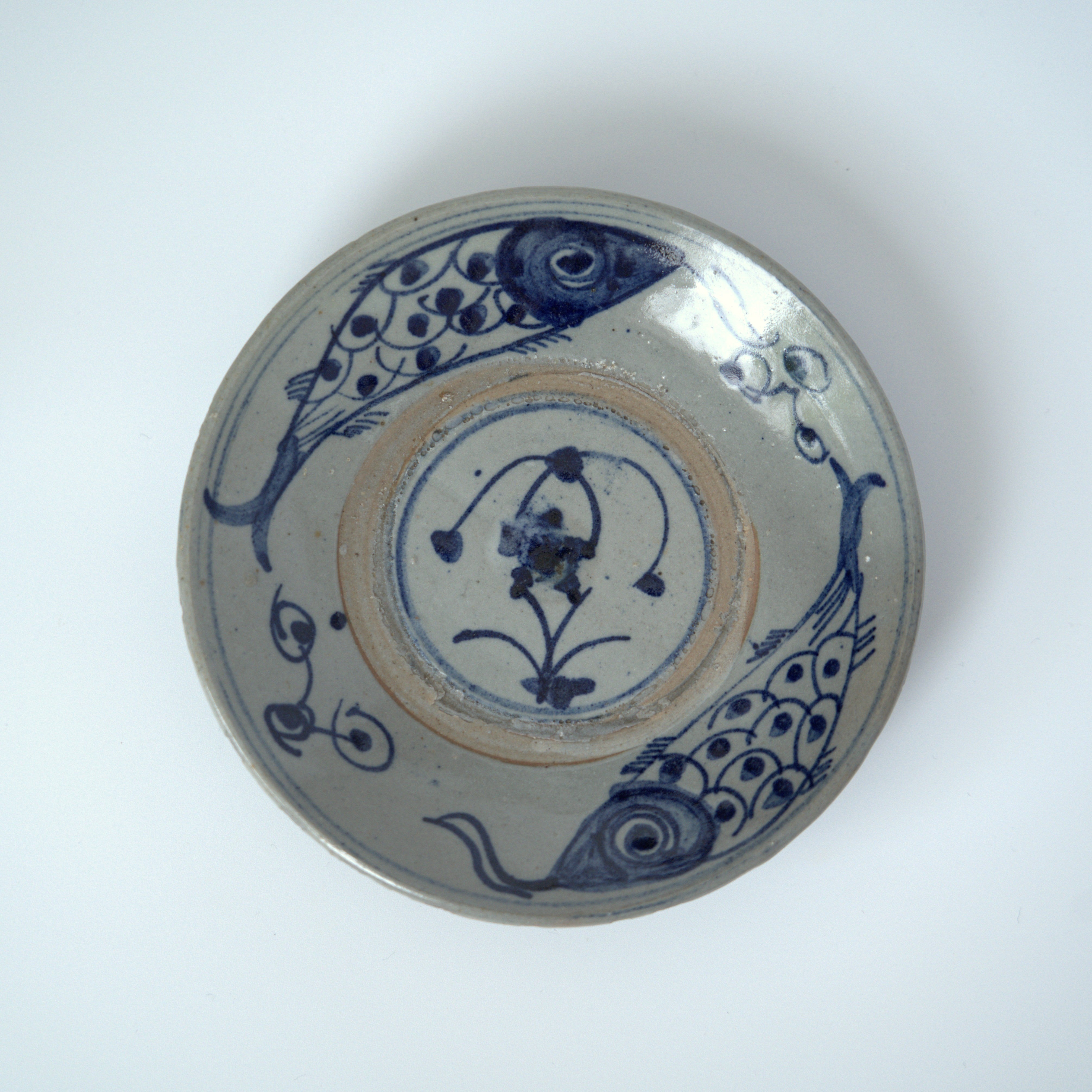 青花双魚花文皿②