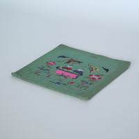 観魚花蝶図刺繍敷布