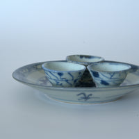 青花鳳眼霊芝文皿