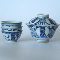 青花双喜文茶杯3個セット