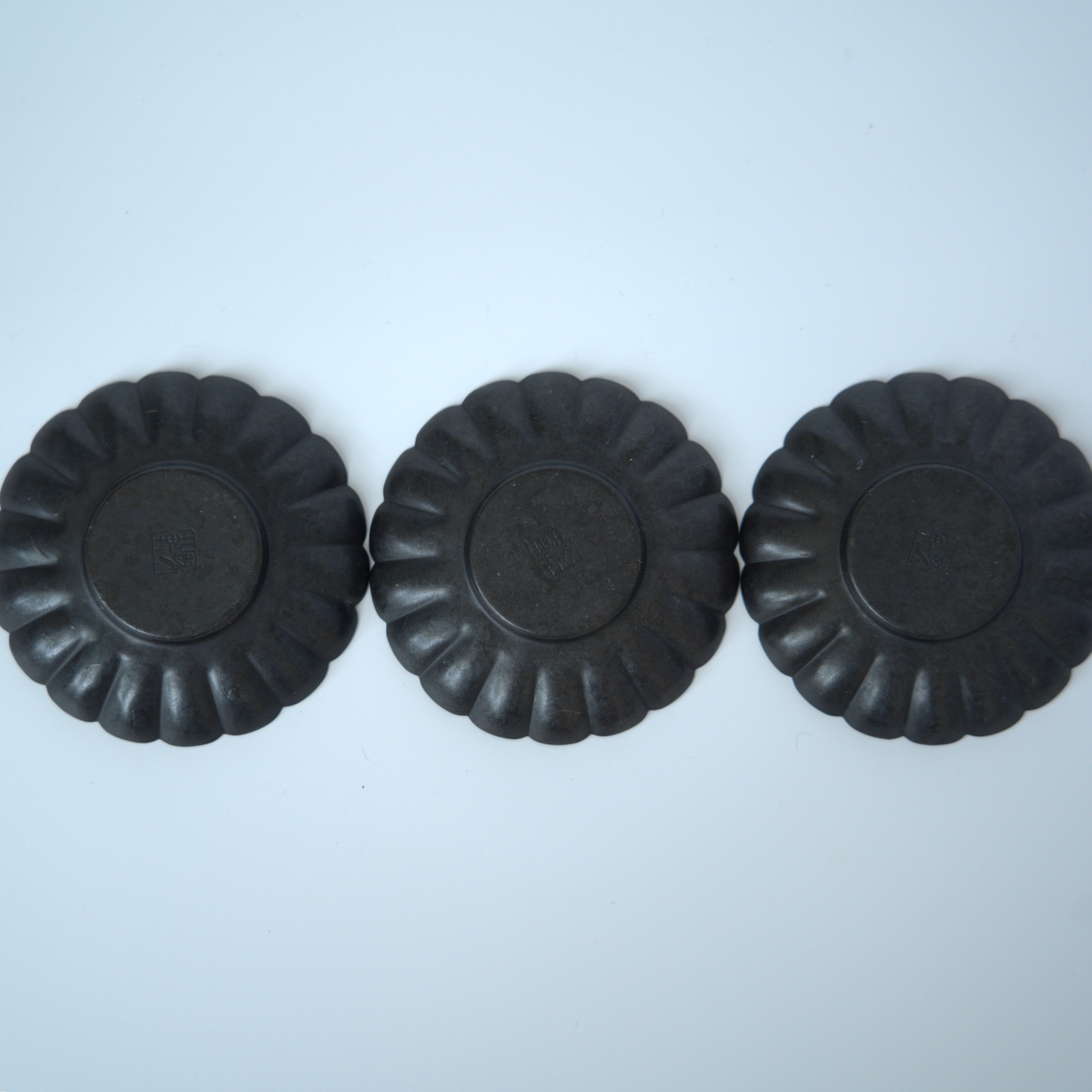 銅製輪花茶托3個セット