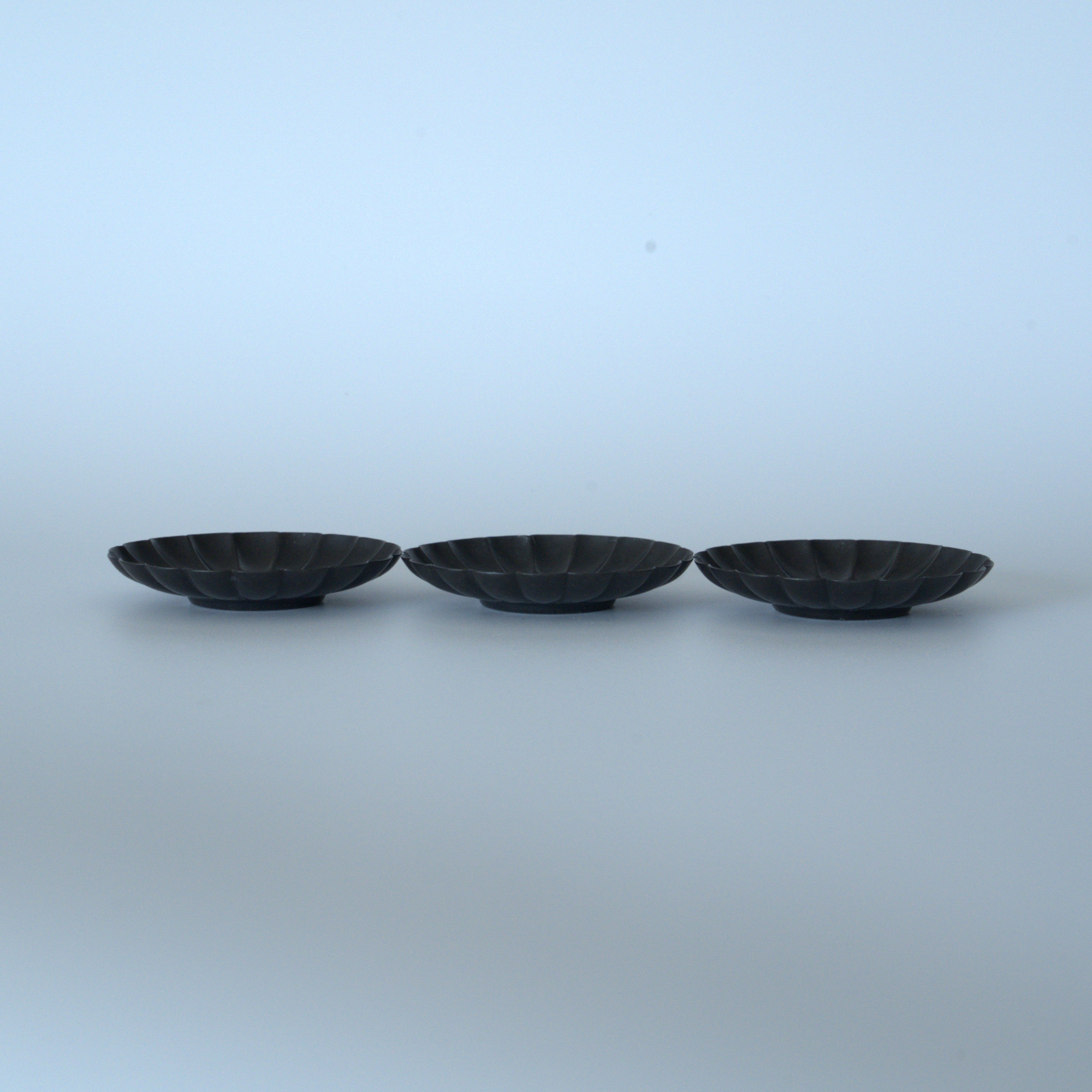 銅製輪花茶托3個セット