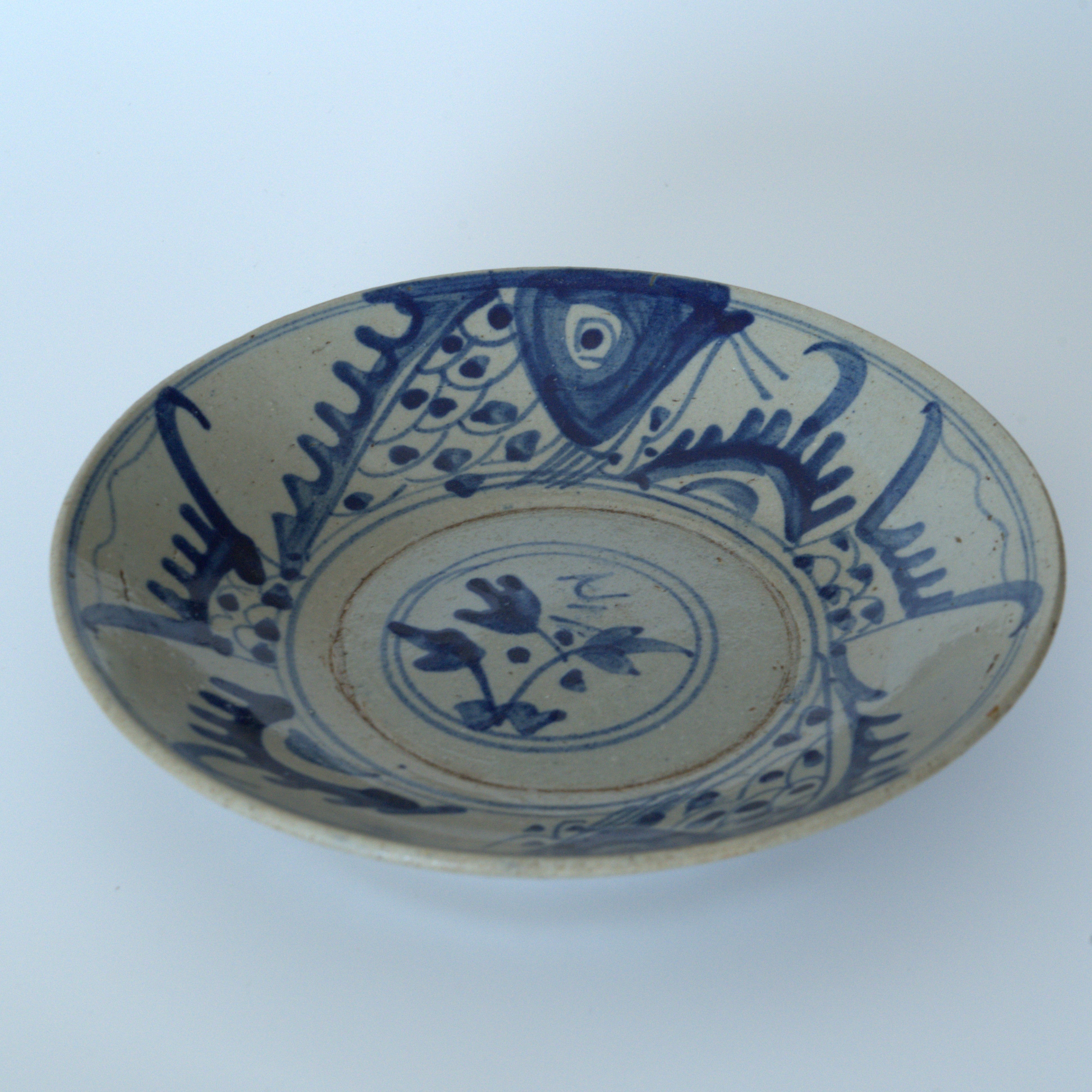 青花双魚花文皿大②