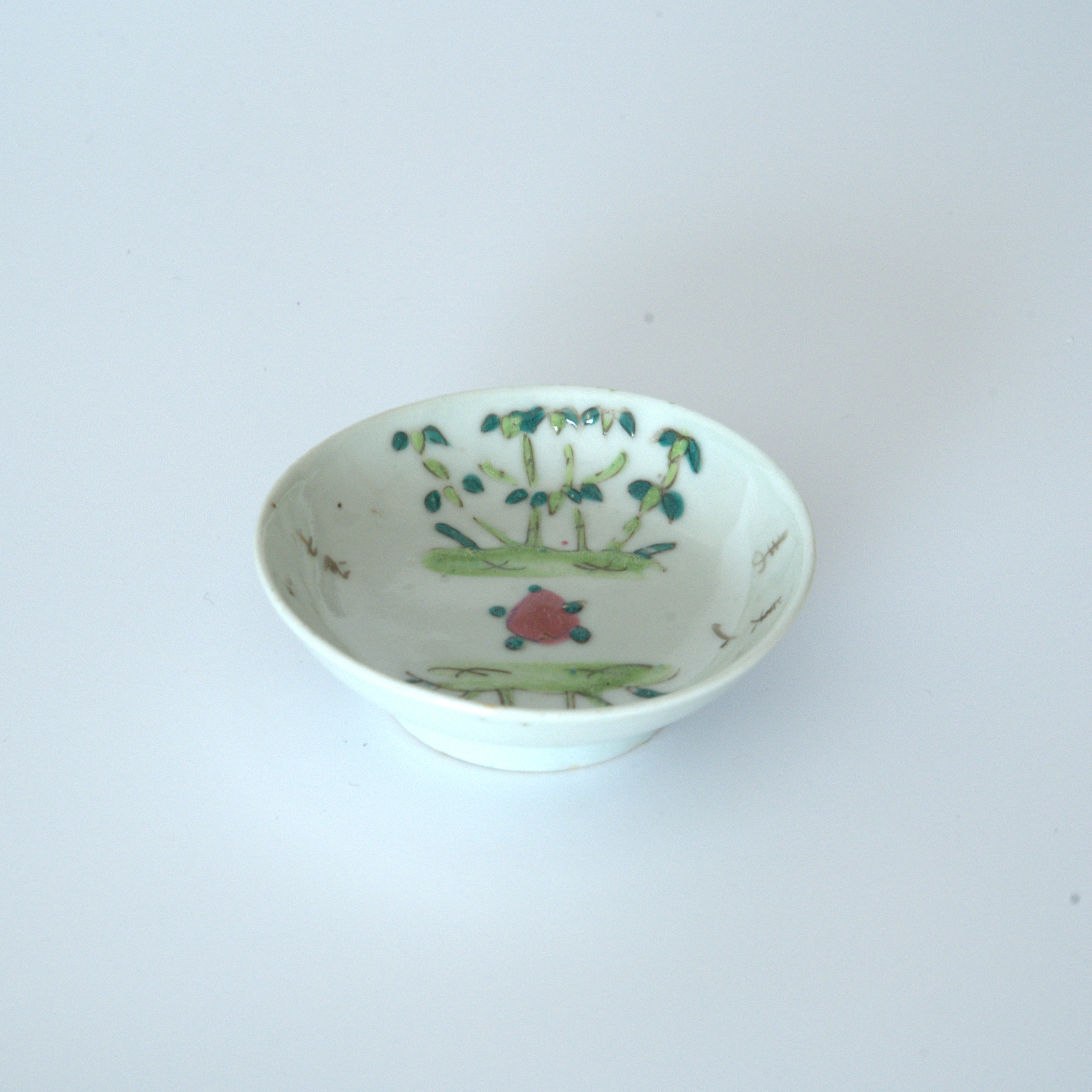 粉彩竹詩文豆皿③