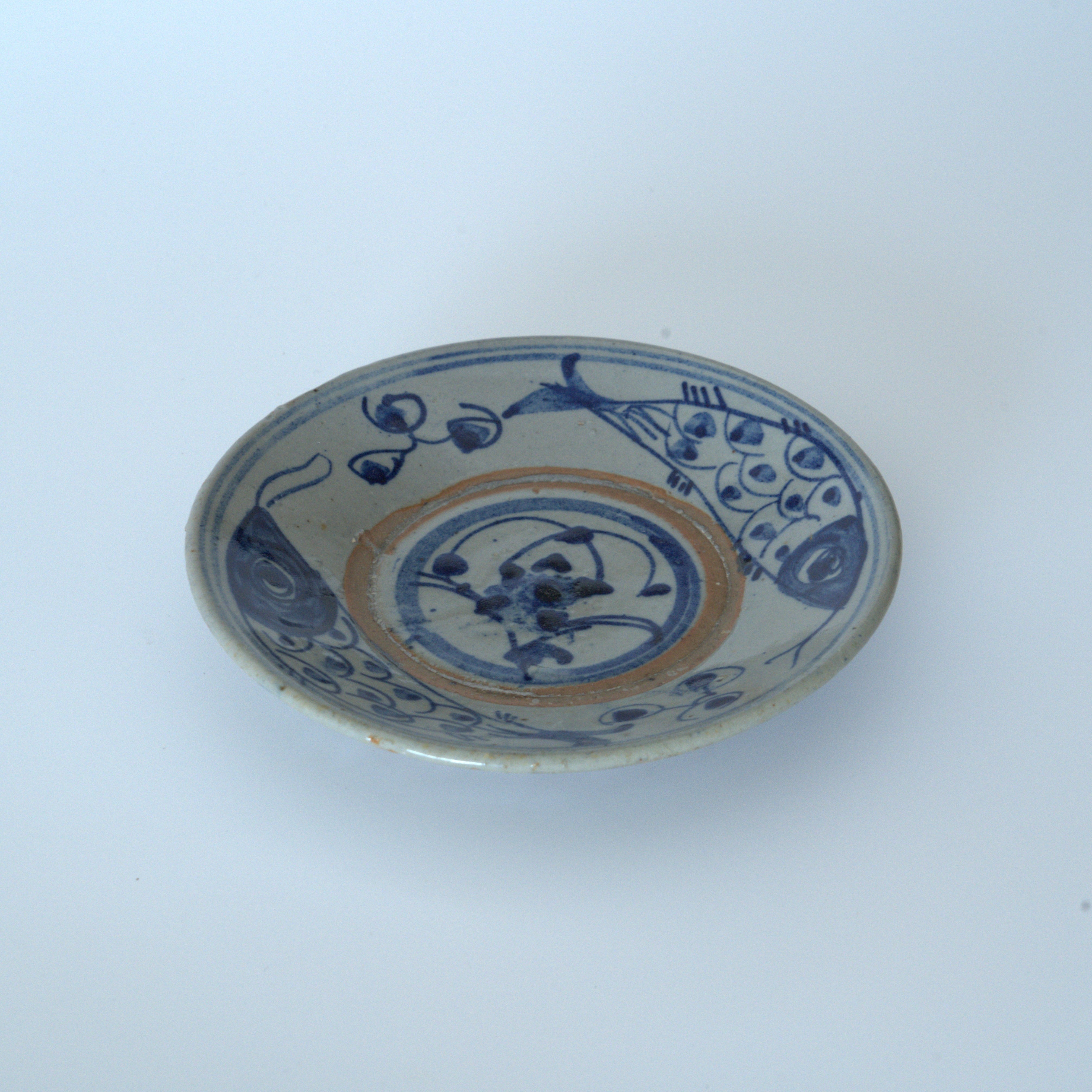 青花双魚花文皿③