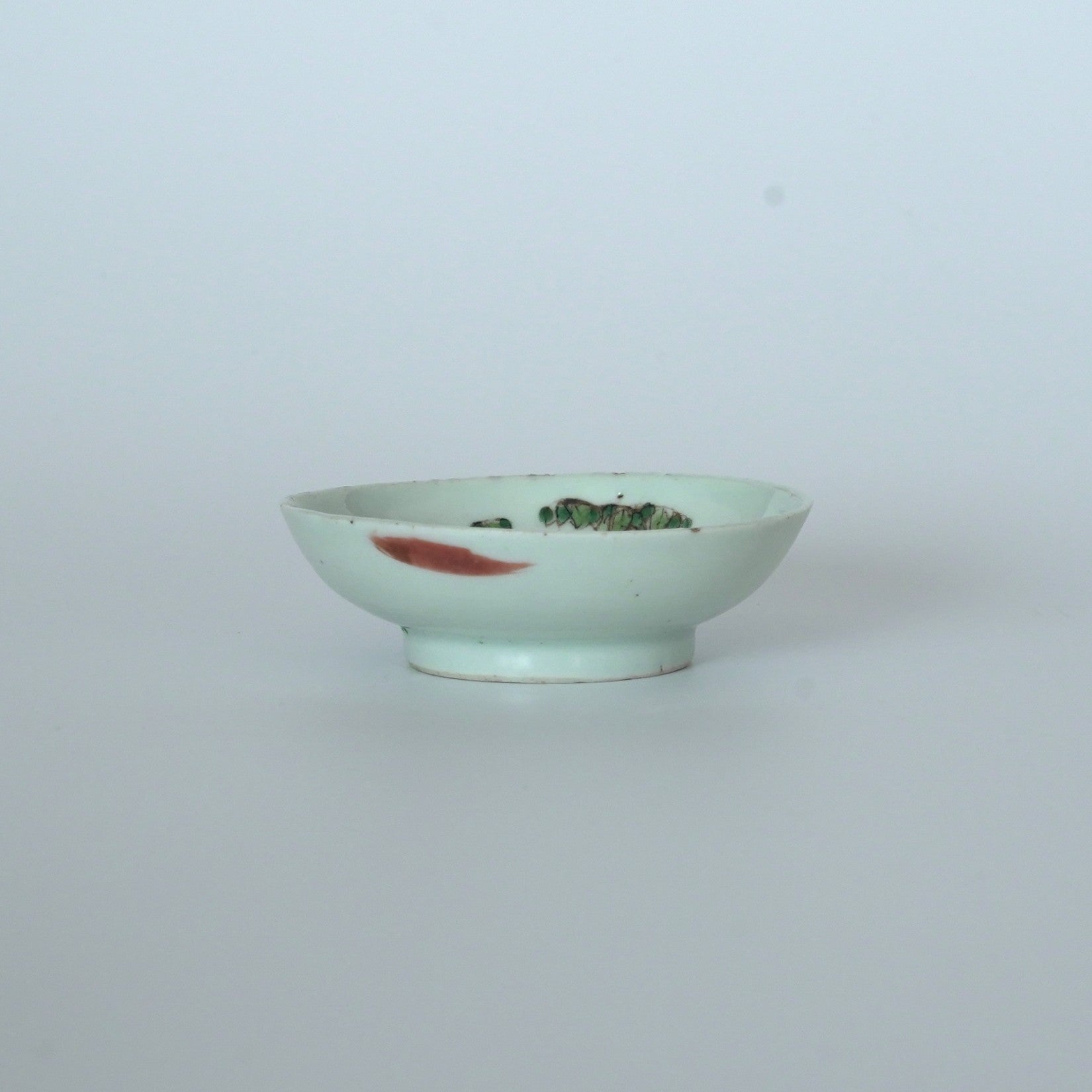 粉彩竹詩文豆皿⑤