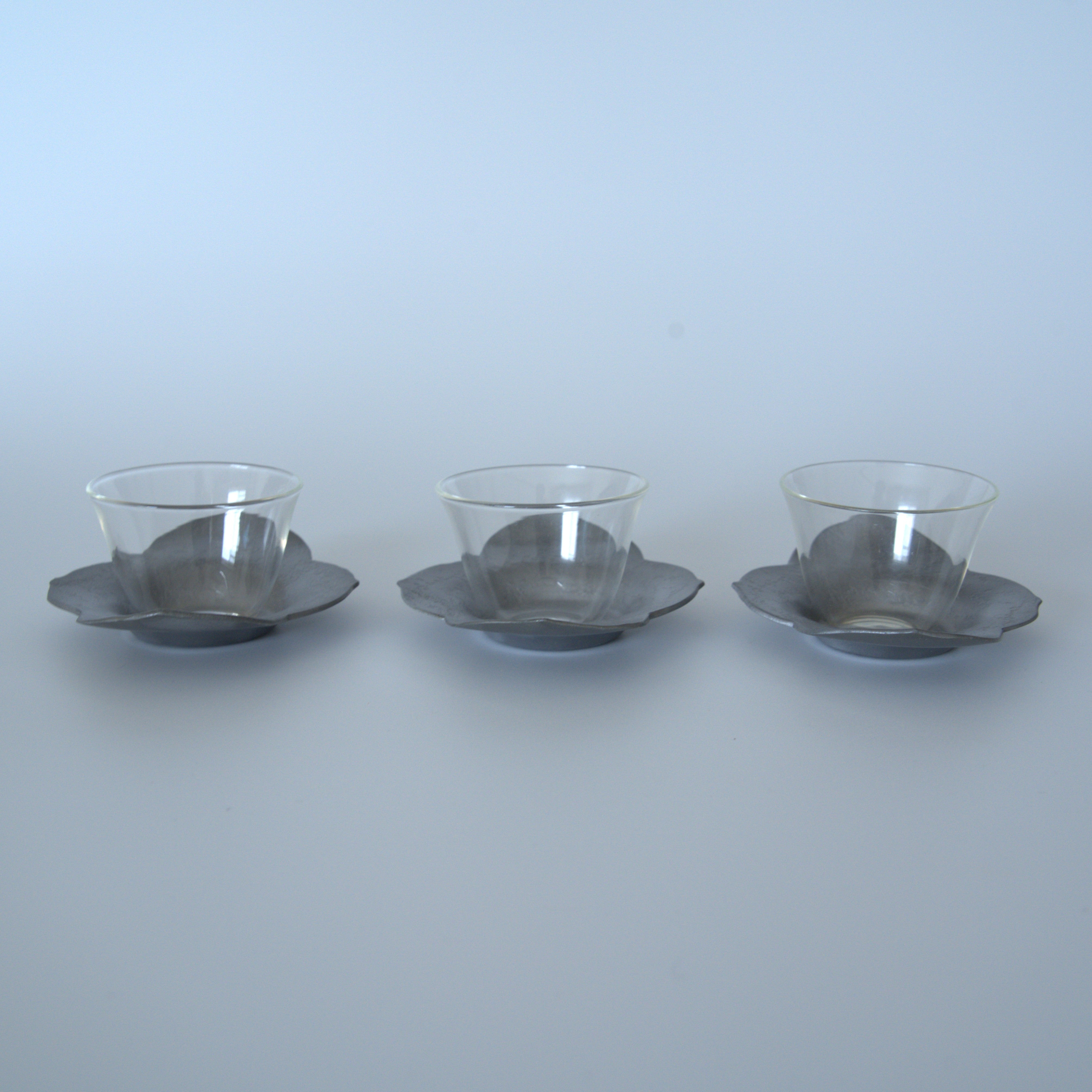 錫製花弁茶托3枚セット