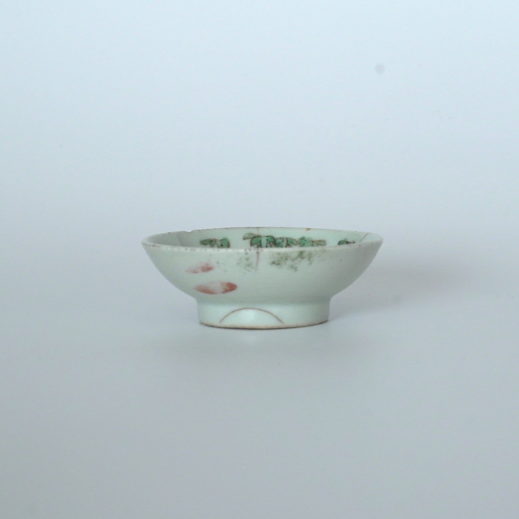 粉彩竹詩文豆皿⑧