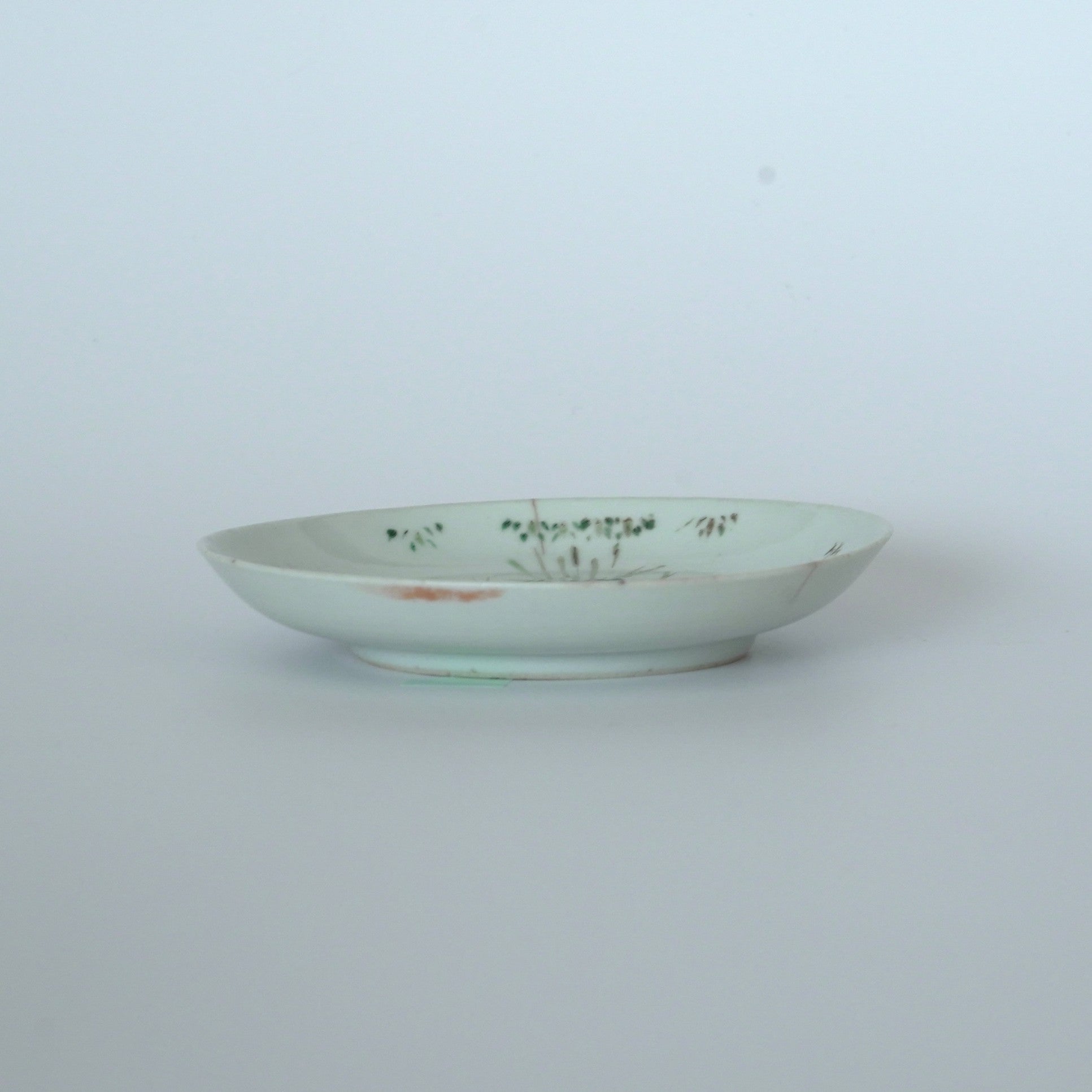 粉彩竹詩文皿②