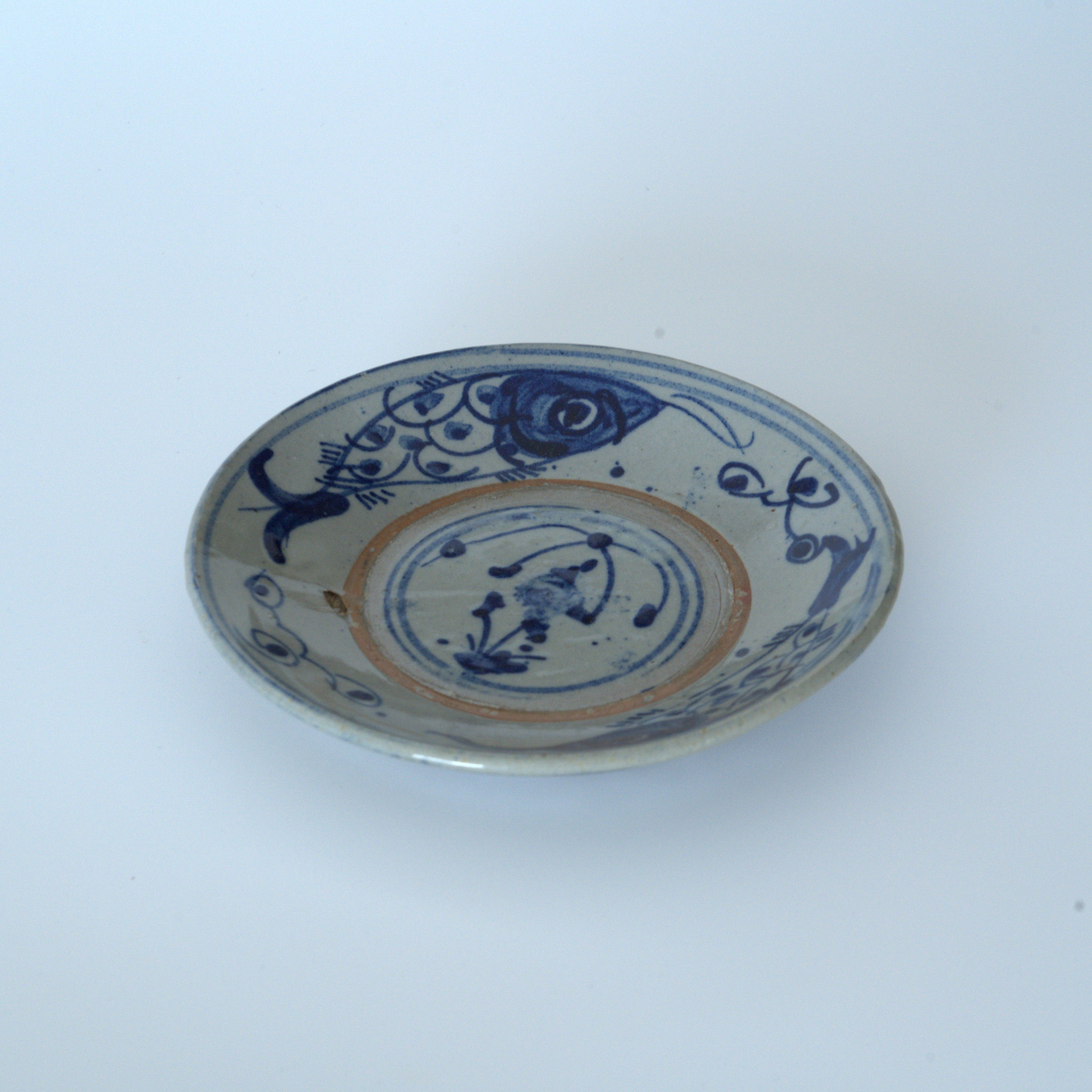 青花双魚花文皿④
