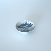 青花山水人物文豆皿