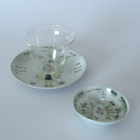 粉彩竹詩文豆皿④