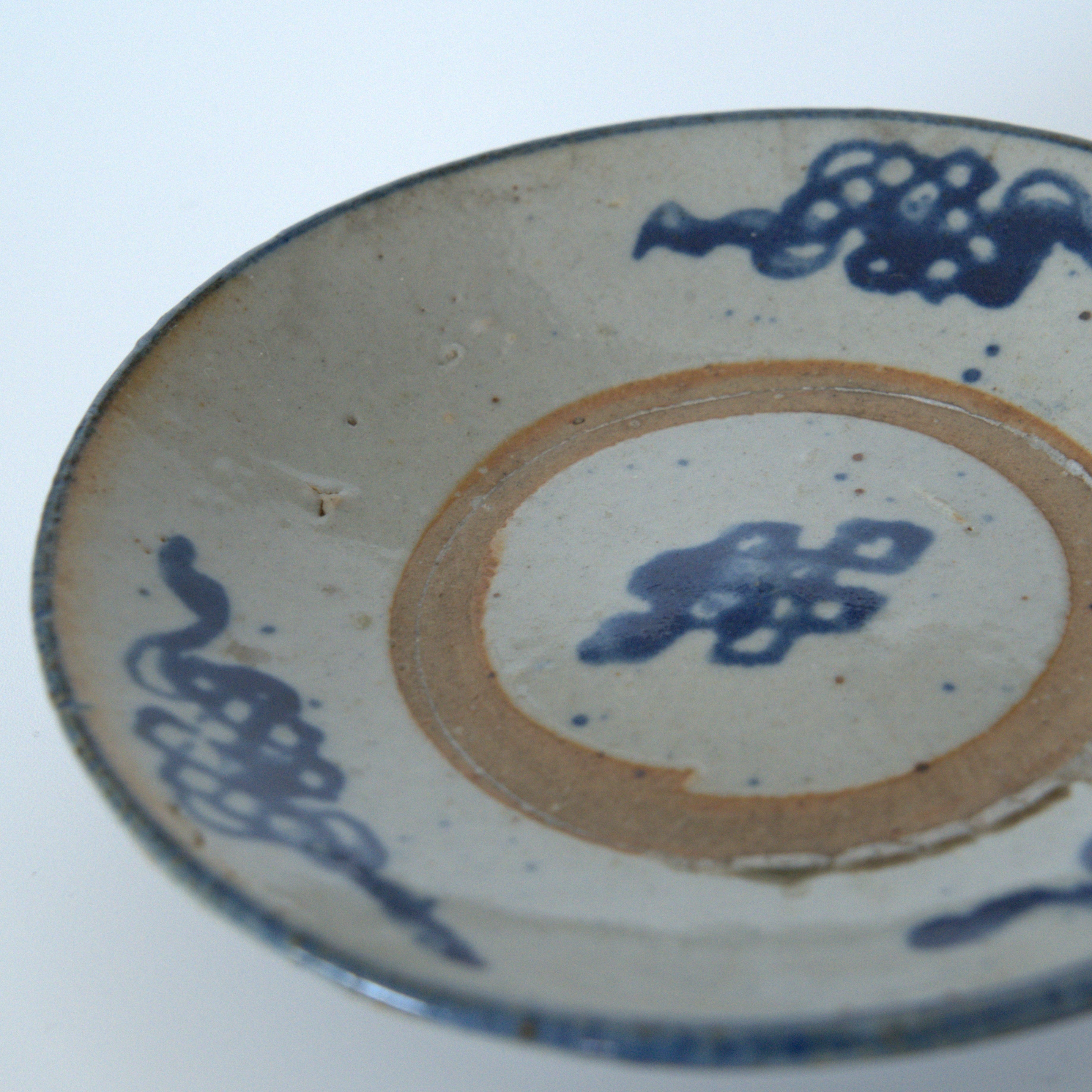 青花中国結文小皿①