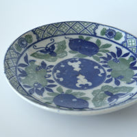 粉彩花蝶福寿文皿