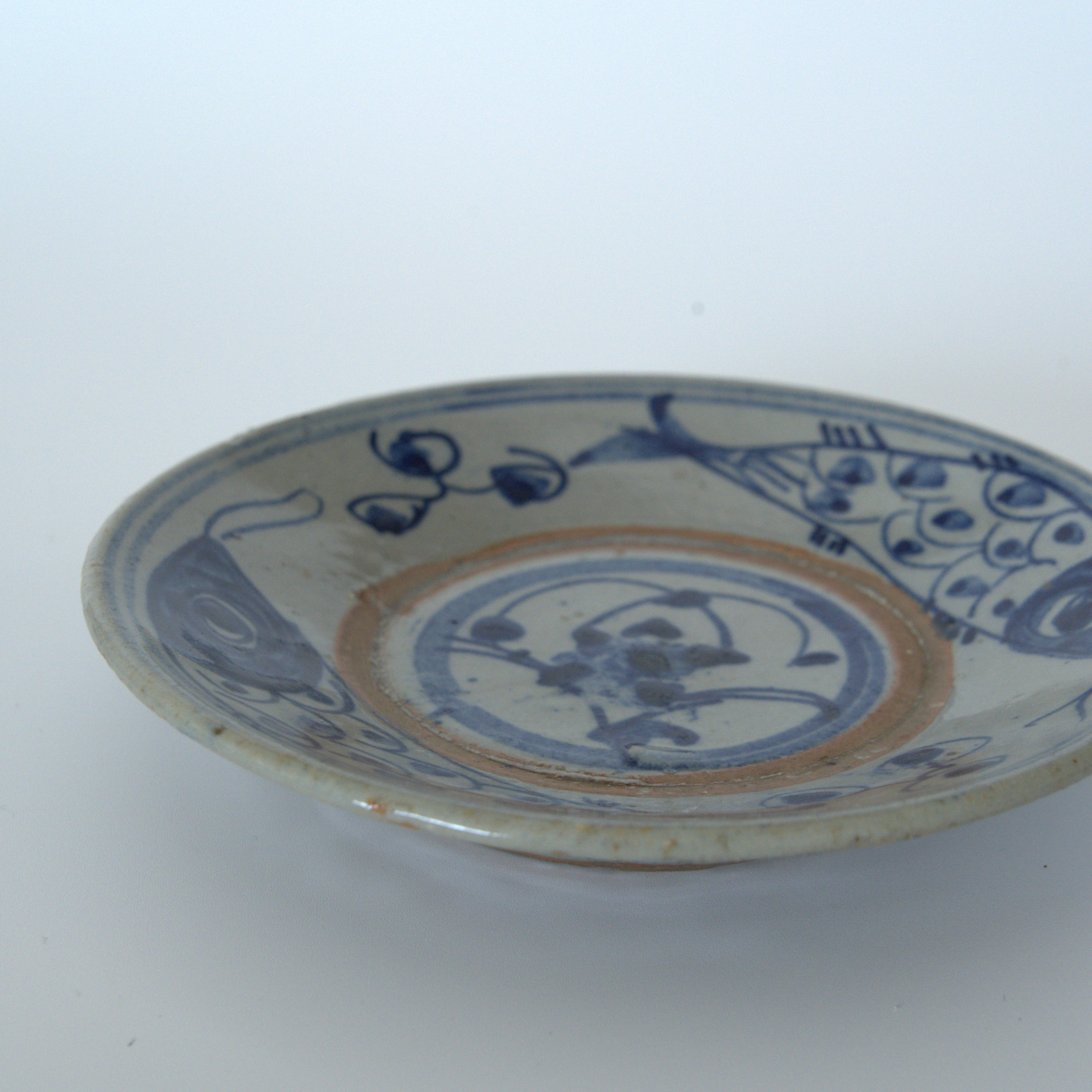 青花双魚花文皿③