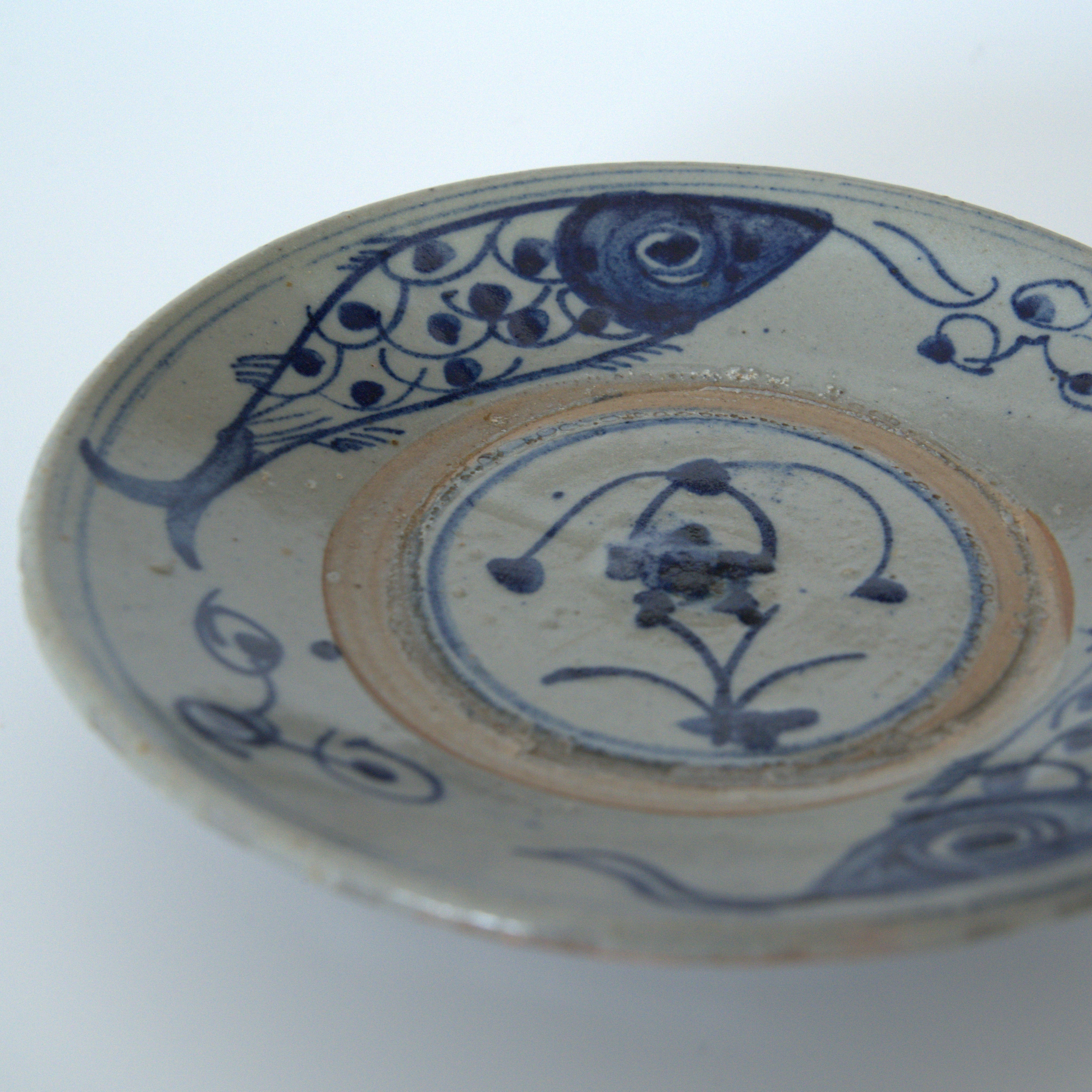 青花双魚花文皿②