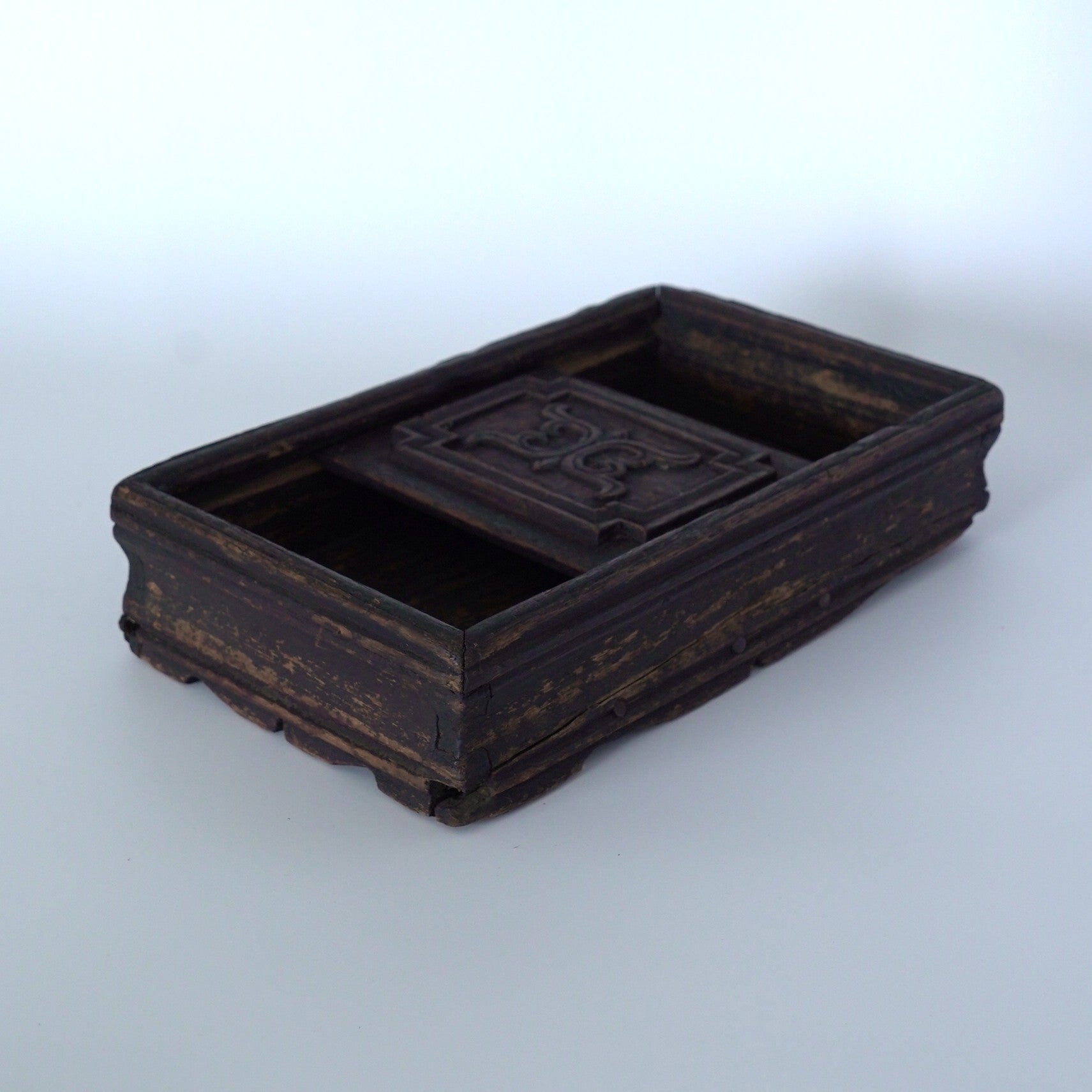 老木彫寿字木箱