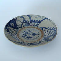 青花双魚花文皿大①